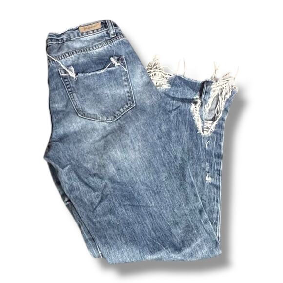 BLANKNYC The Madison Crop Distressed High-Rise Medium Wash Straight Jeans 25 - Picture 4 of 10